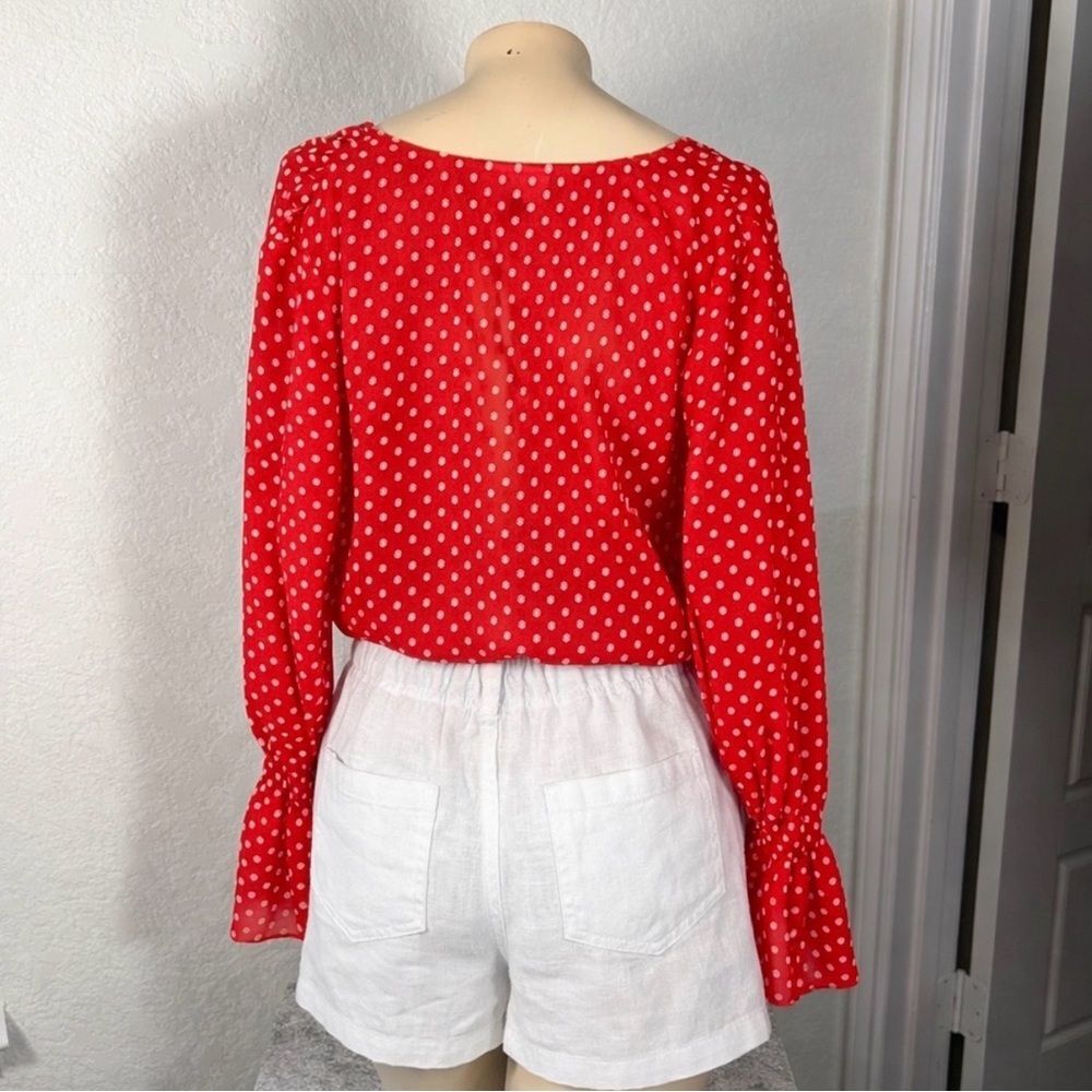 Waverly Grey Red and White Polka Dot Blouse - Picture 4 of 6